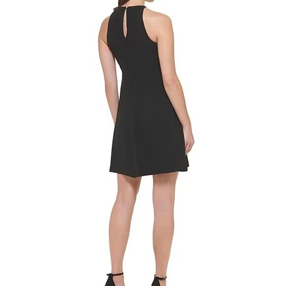 Kensie Dress Womens Size 8 Black Mini Ruffle Halter Keyhole Goth Party Cocktail - Picture 2 of 12